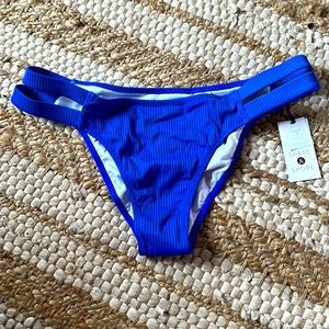Blue Ribbed Bikini Bottom - Size M, NWT